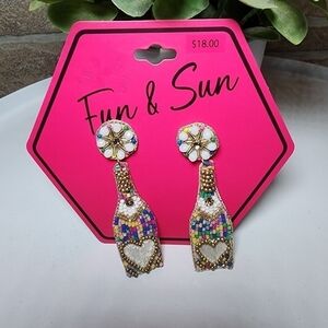 SWEET Beaded Champagne Bottle Shaped Earrings